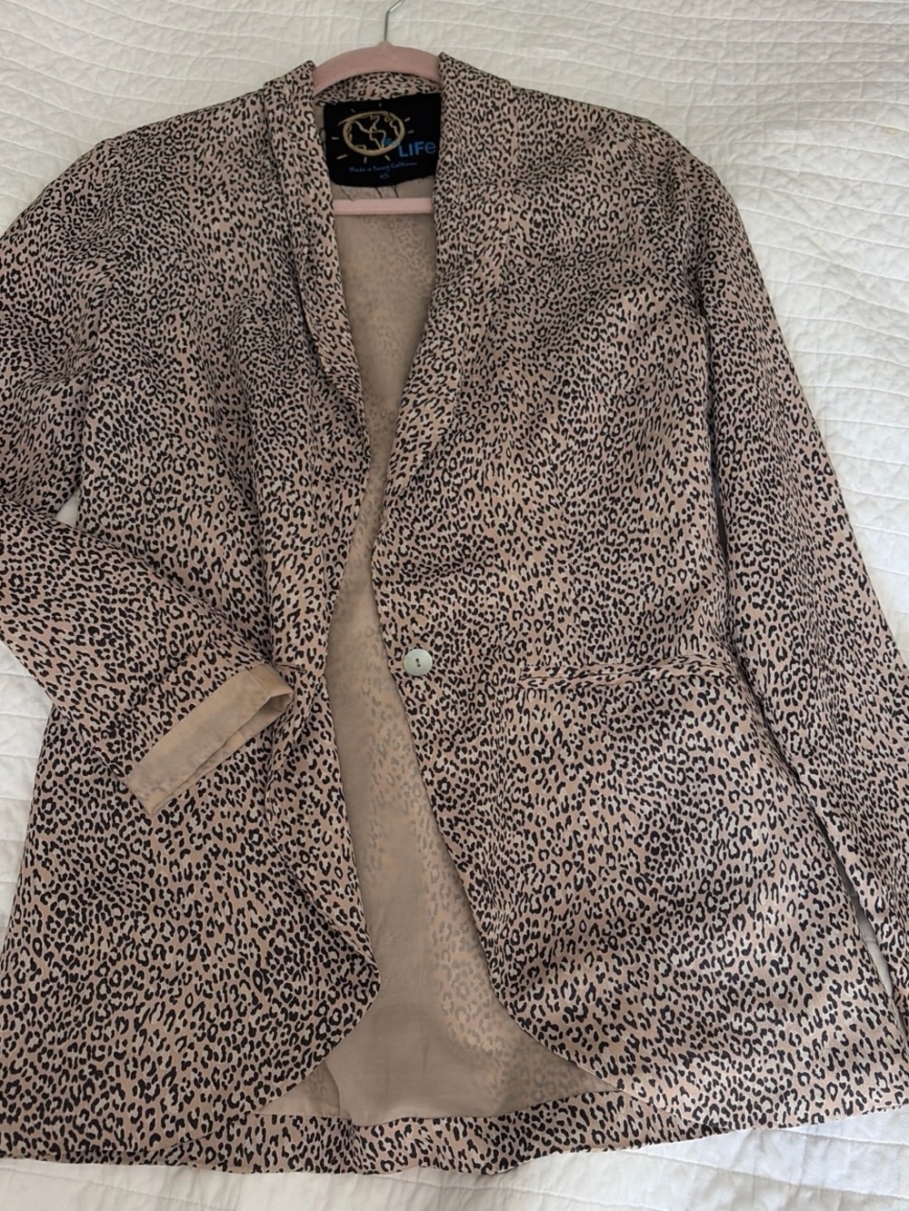 Blue Life Leopard Print Blazer Jacket in Taupe and Black